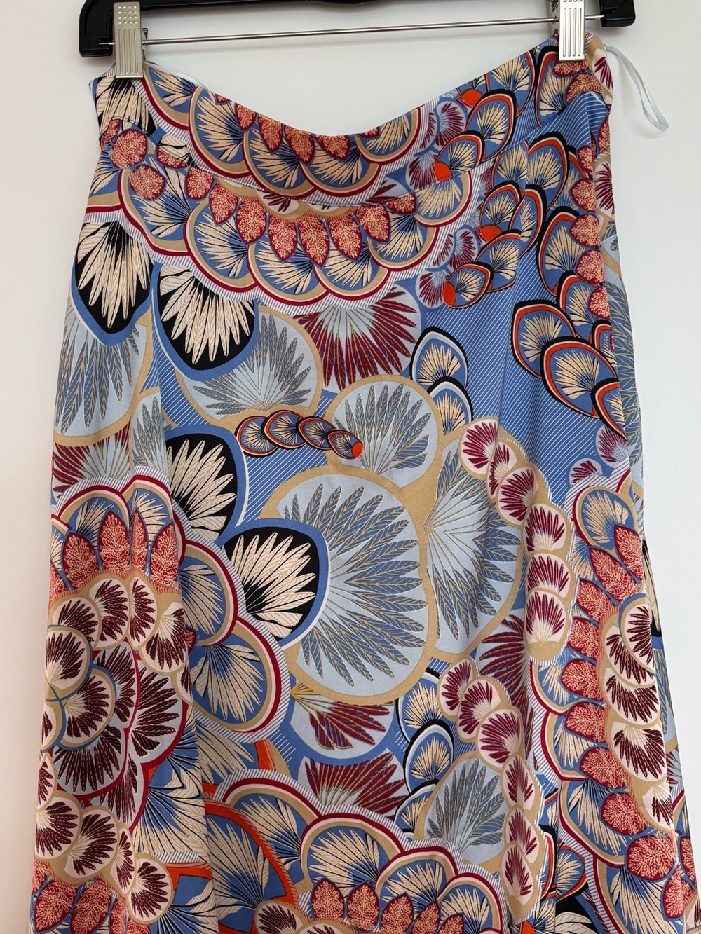 Floral Silky A-Line Midi Skirt
